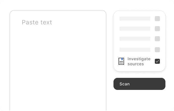 Enter text into GPTZero's document scan dashboard